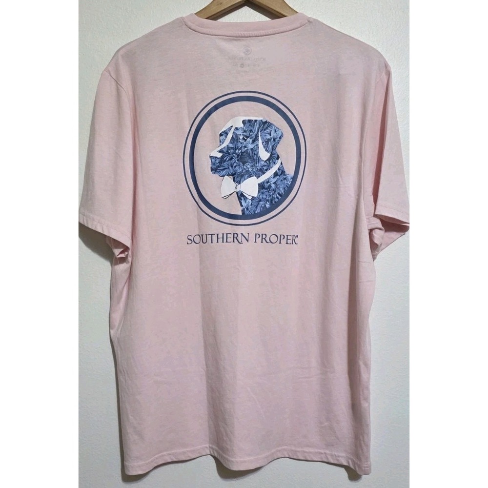NEW Southern Proper Pocket T-shirt Back Logo Blue Dog W/ Bow Tie XL Preppy